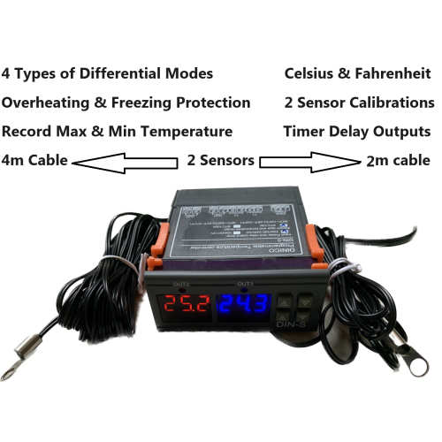 12V Differential Temperature Controller Thermostat for Water